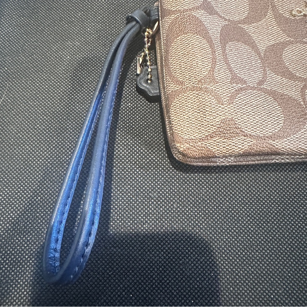 Coach Brown Double Zip Signature Wristlet - Picture 5 of 14